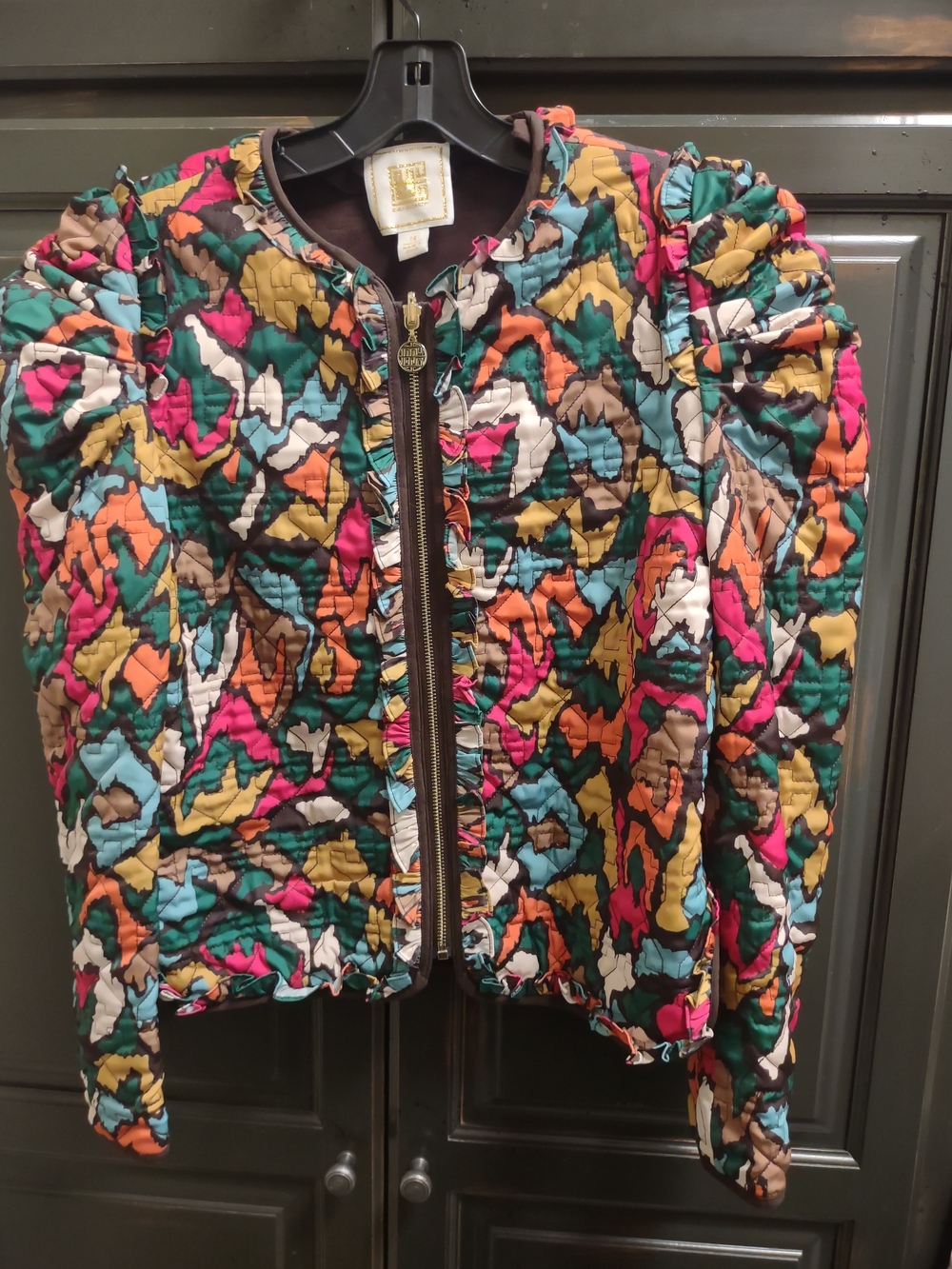 Multi-Color Quilted Zip-Front Blazer Jacket - Women